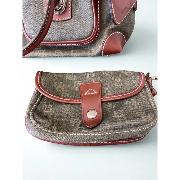 Dooney & Bourke HP65C Double Pocket Tote Hunter NWT Serial K6253580 - Picture 3 of 14